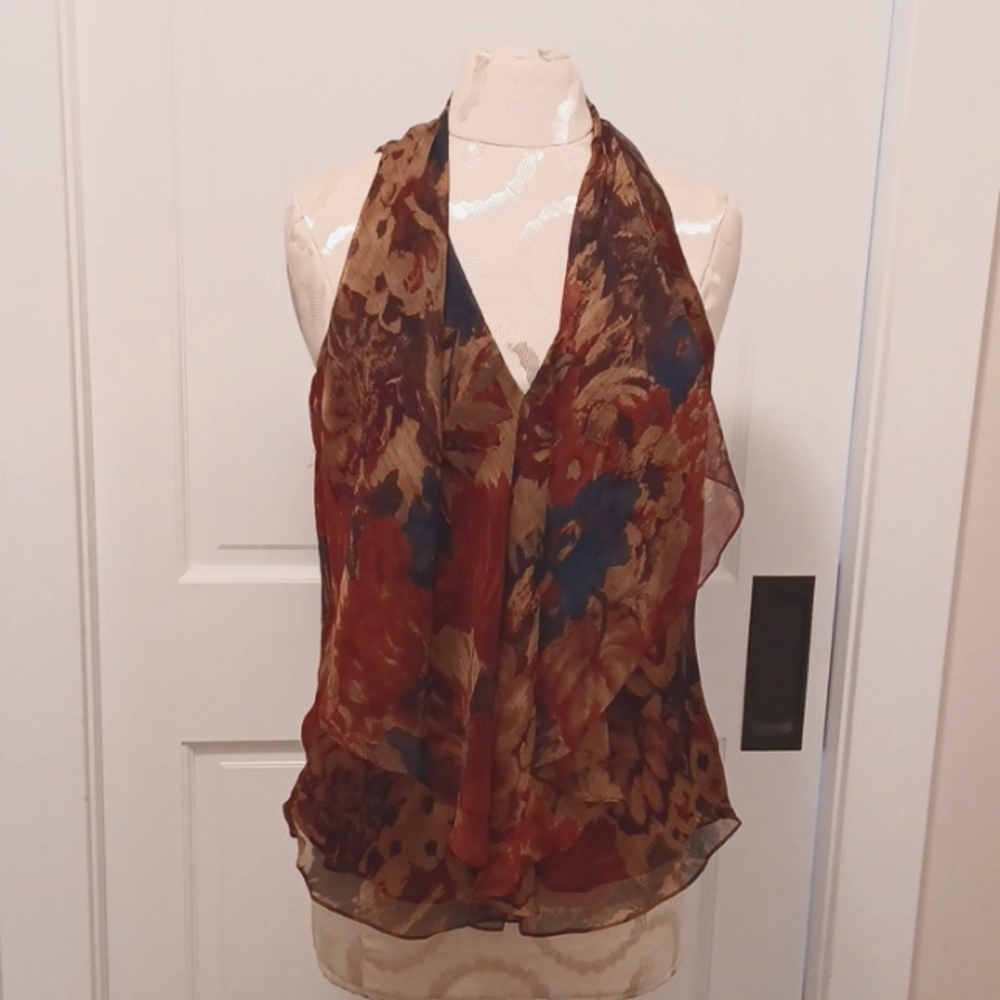 Ralph Lauren Scarf Draped-front, Lined Blouse. EUC